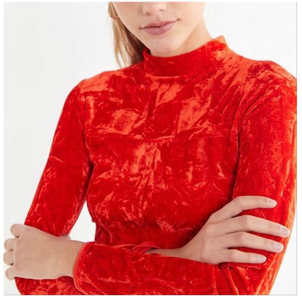 Red Crushed Velvet Mini Night Out Dress